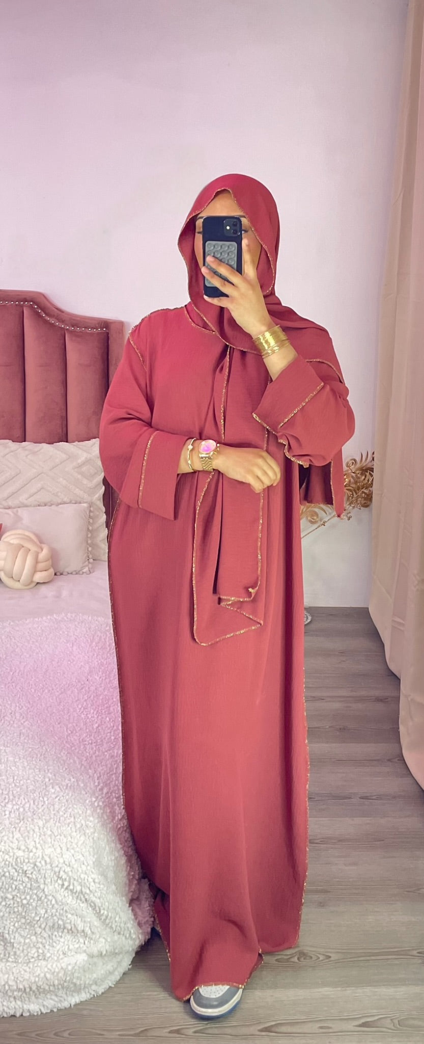 Abaya voile intégré - Rose