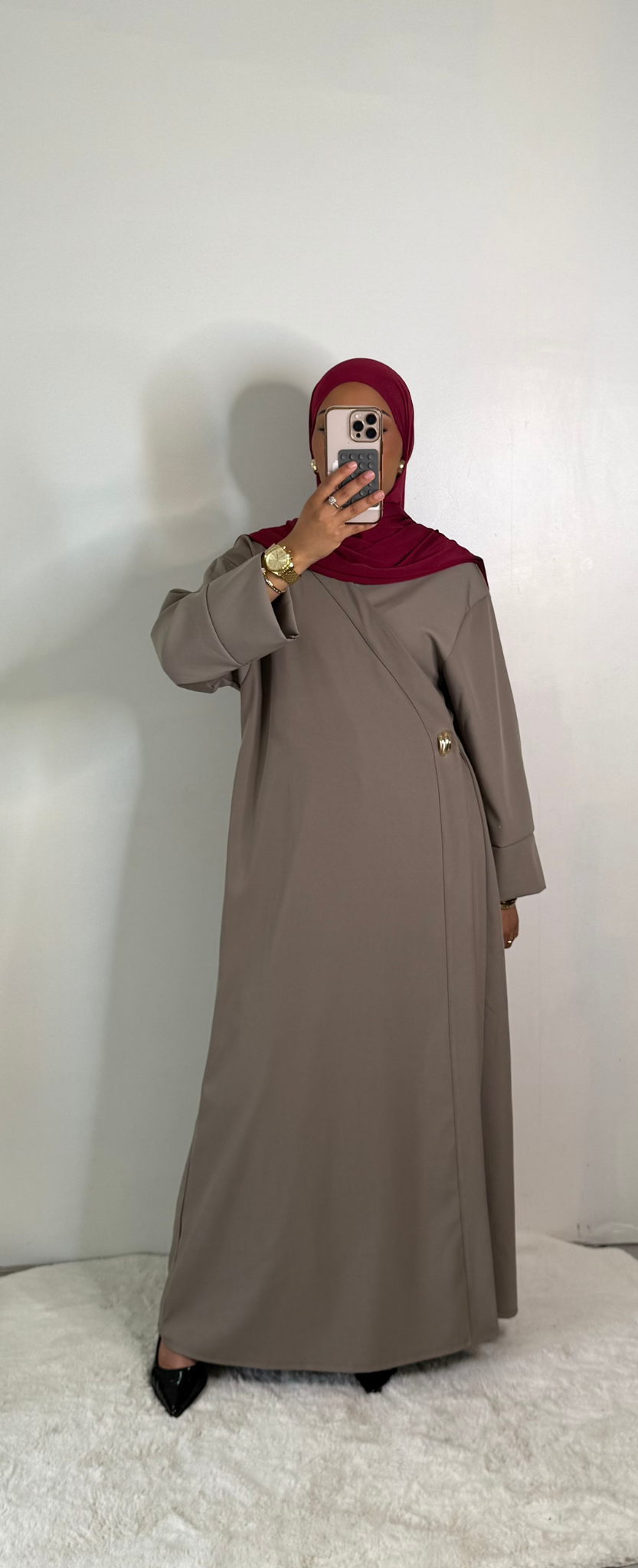 Robe asymétrique croisée - Taupe