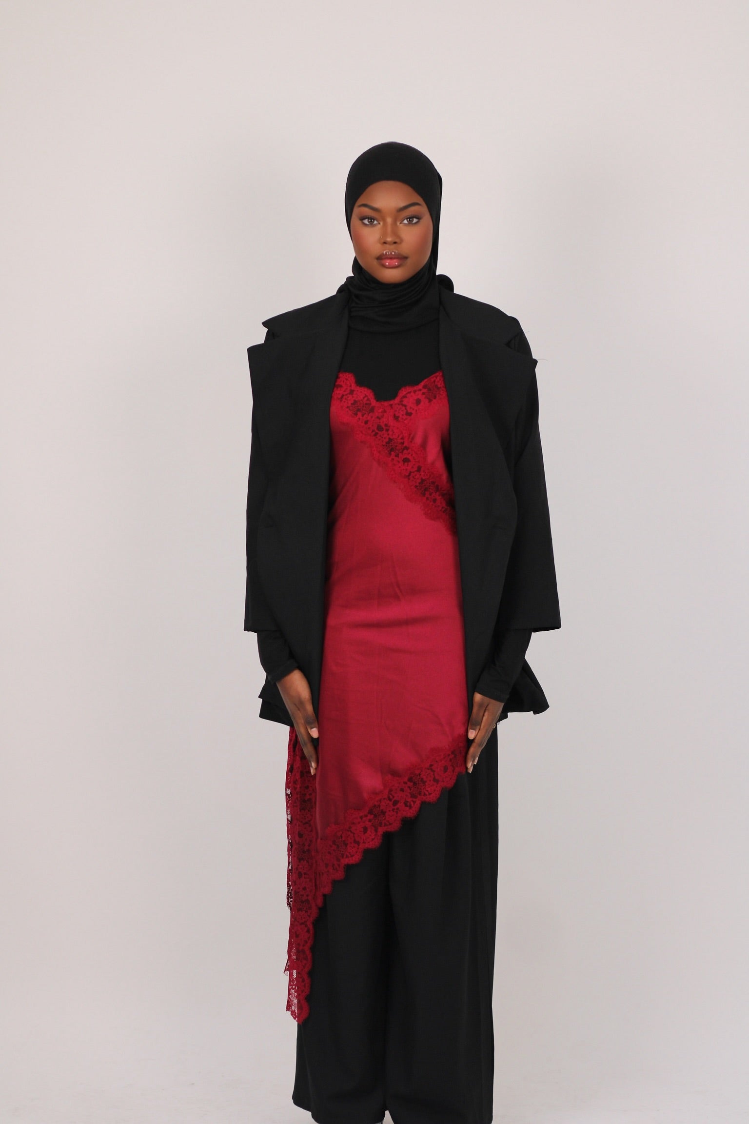 Robe dentelle - rouge