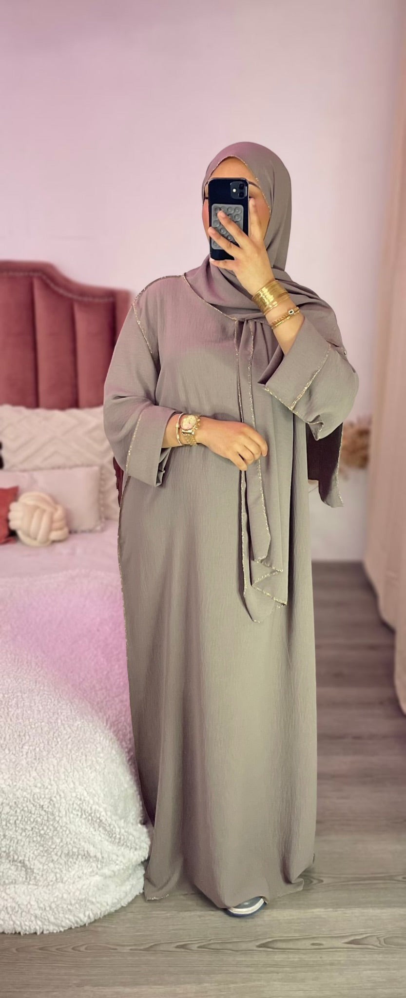 Abaya voile intégré - Taupe