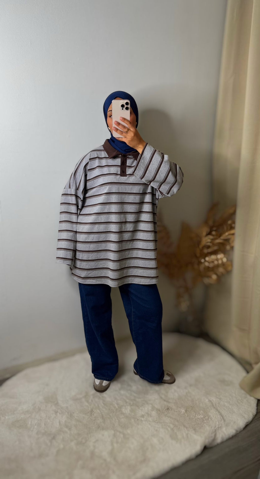 SWEAT À RAYURES – GRIS LIN