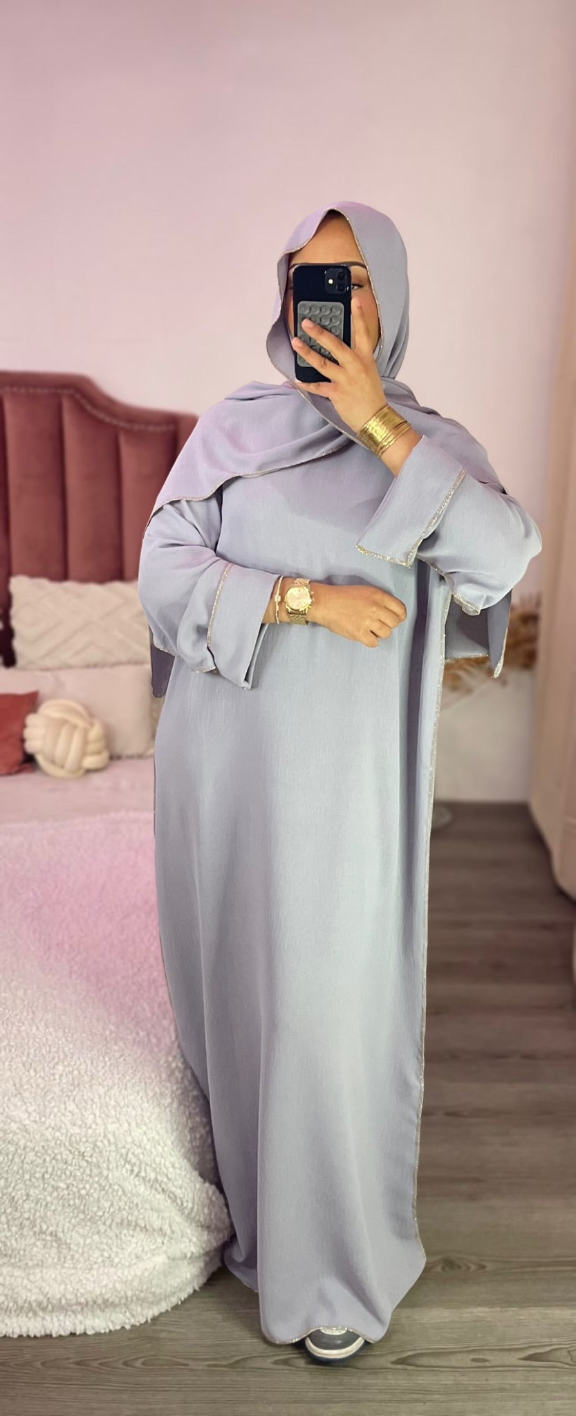 Abaya voile intégré - Gris clair