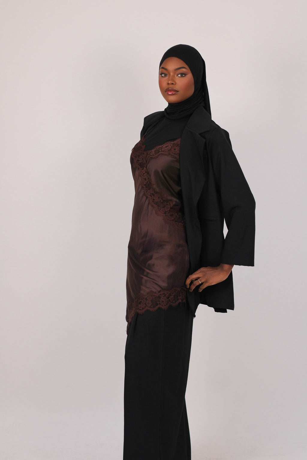 Robe dentelle - Marron