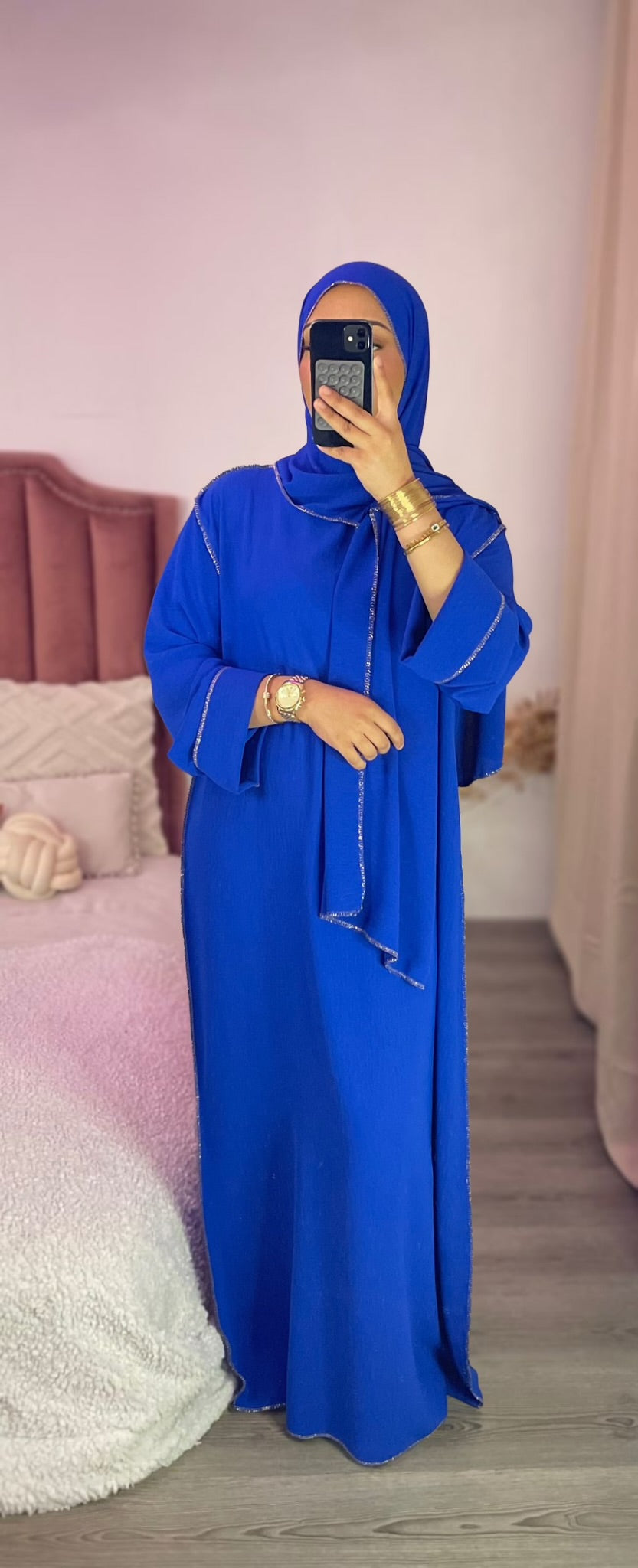 Abaya voile intégré - Bleu nuit