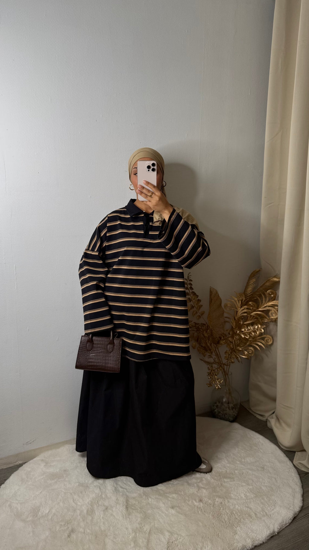 SWEAT À RAYURES – MARRON CAFÉ