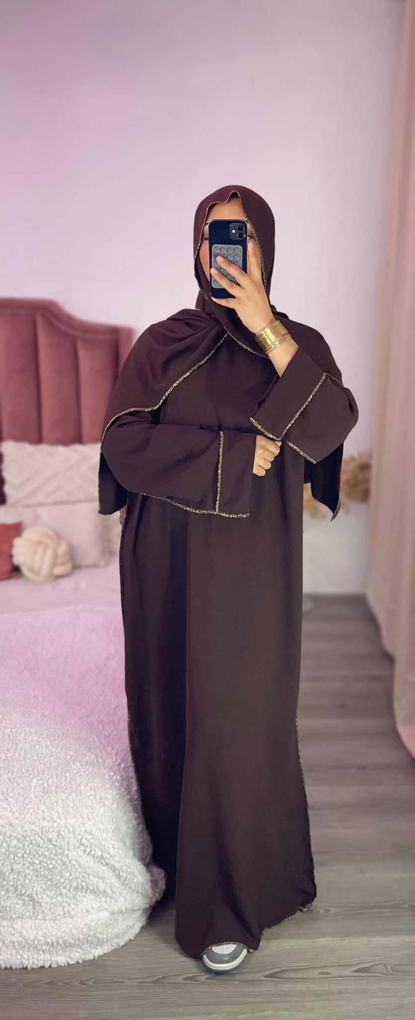 Abaya voile intégré - Marron