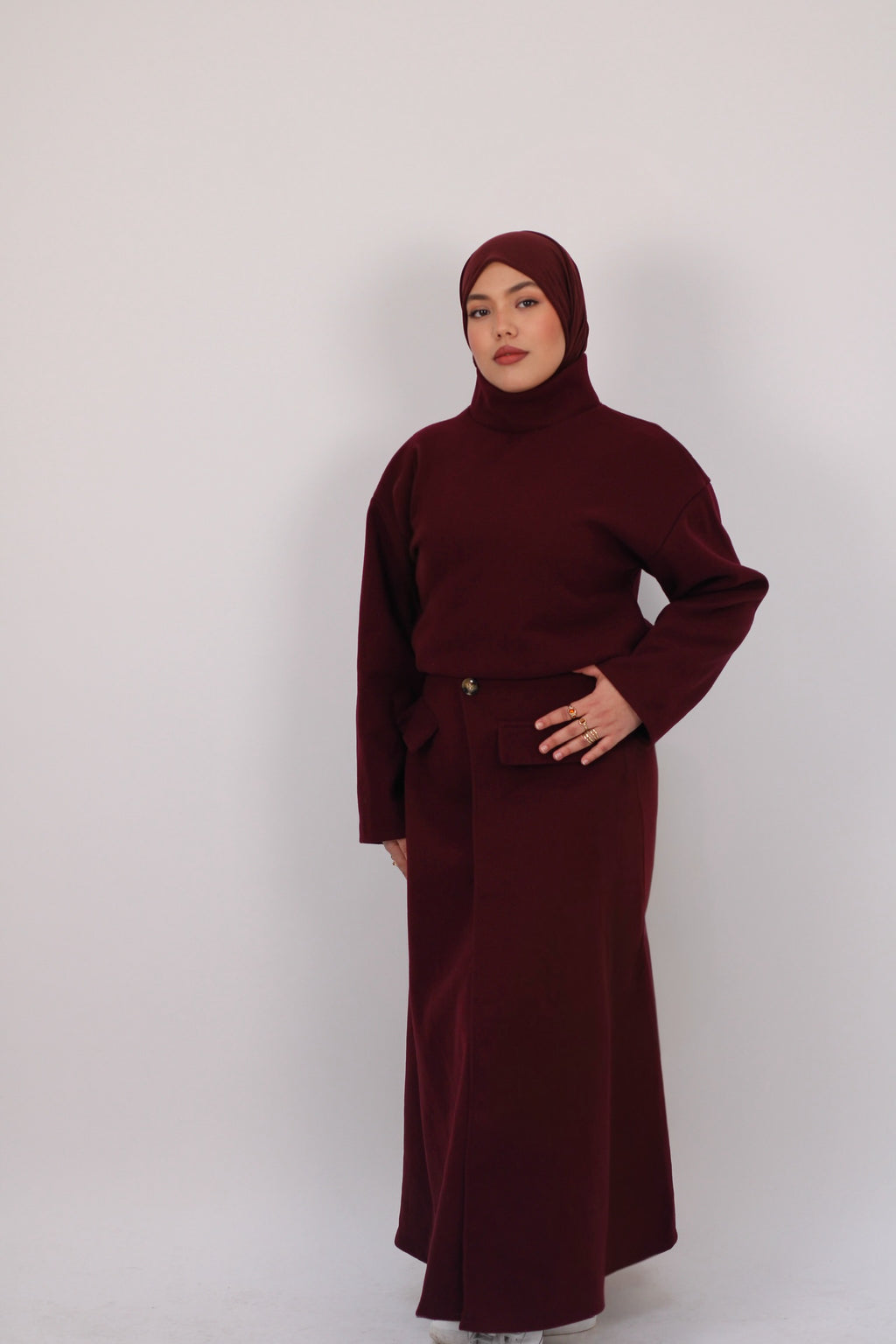 Ensemble jupe coton - bordeaux