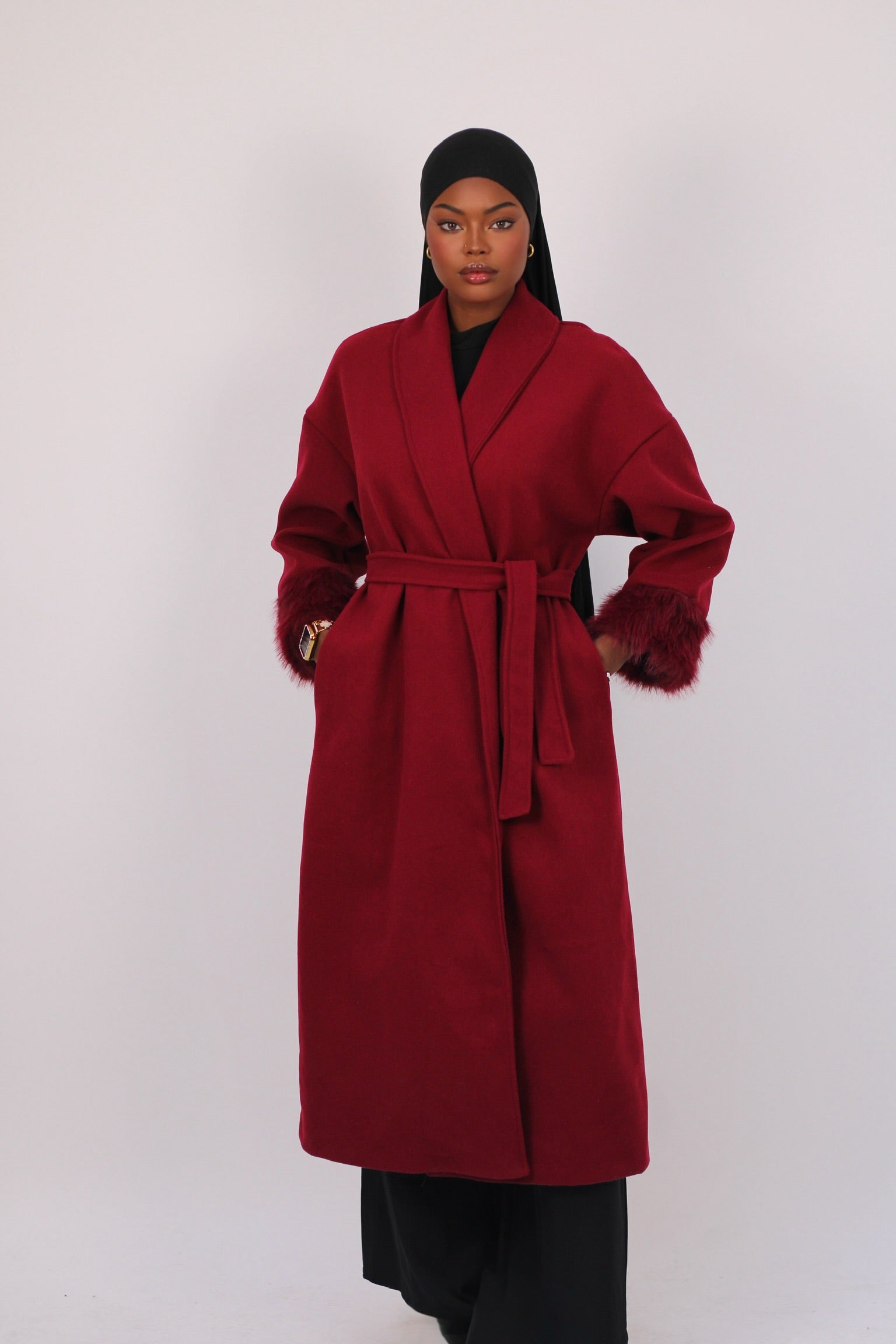 Manteaux long fourrure - Rouge